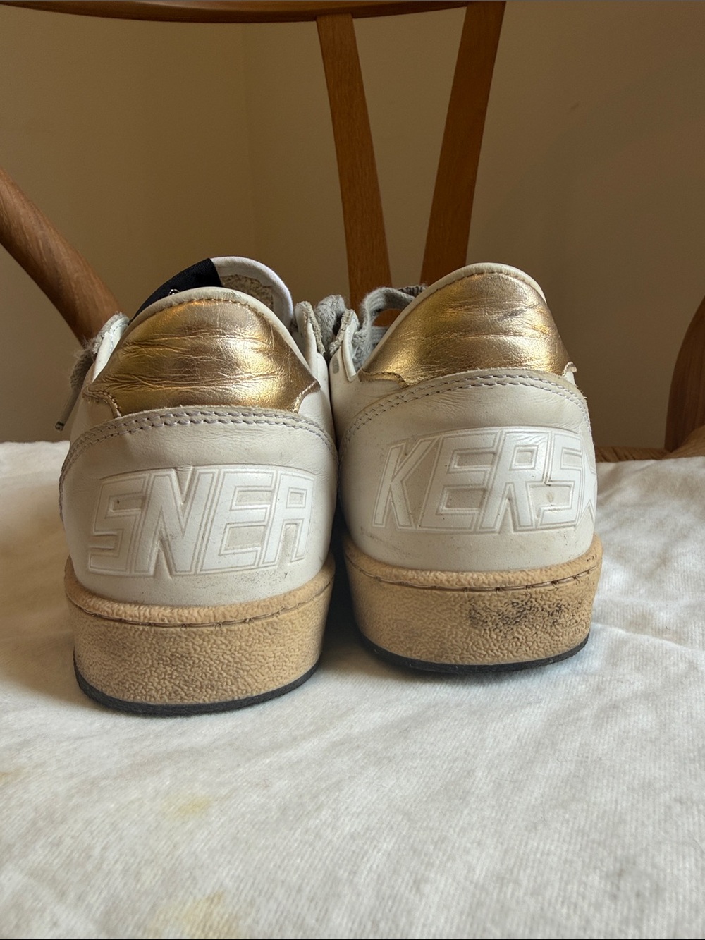Golden Goose Ball Star 36 White Leather Sneakers with Gold Star - Picture 3 of 6